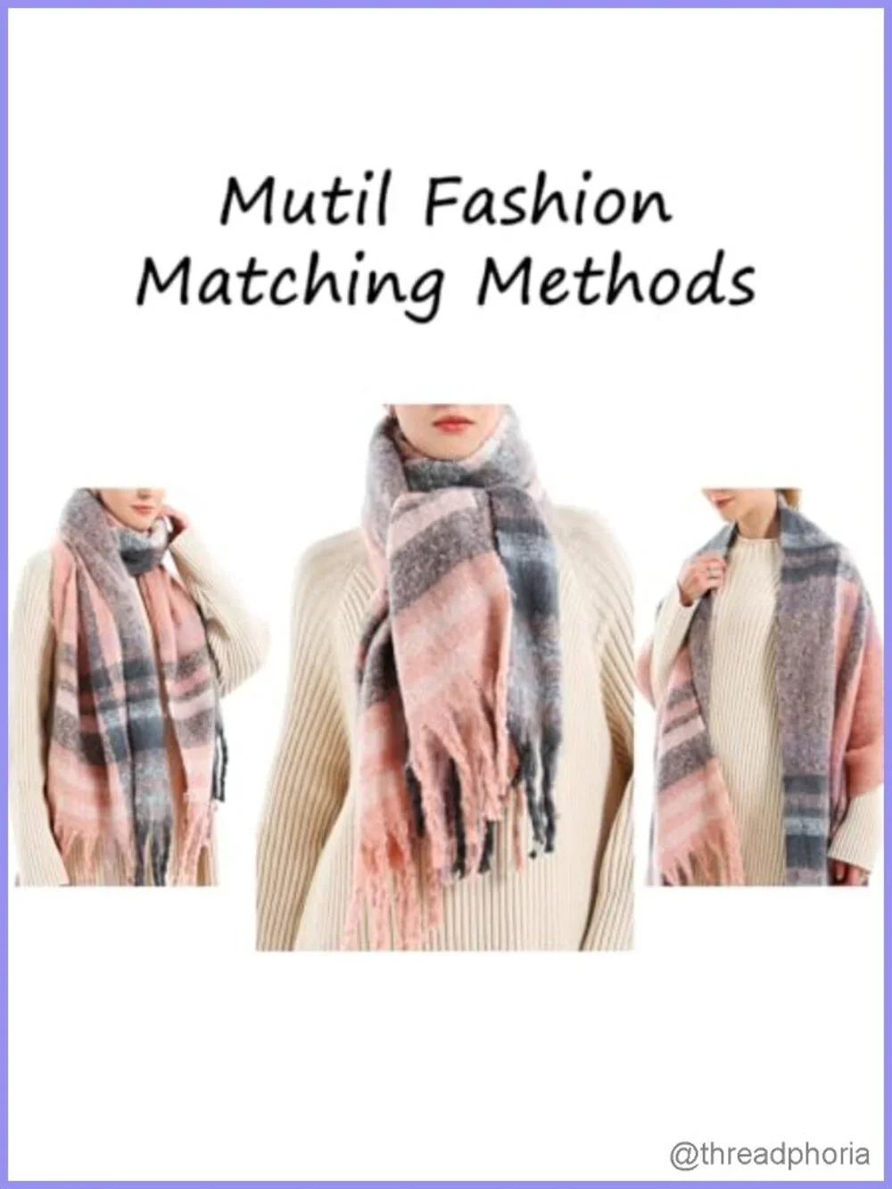 Vintage Plaid Cashmere Feel Scarf Shawl Wrap Winter Warm Oversized